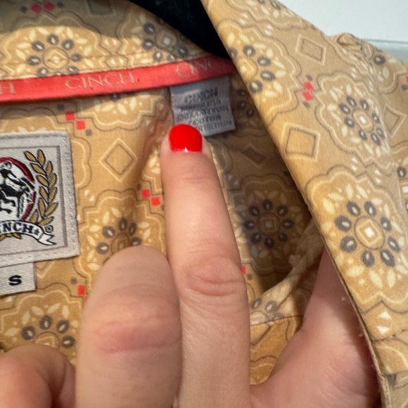 Cinch Men's Small Long Sleeve Western Cowboy Rodeo Cotton Button Down - Picture 4 of 4